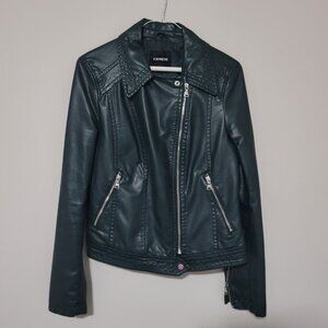 Express Dark Green Faux Leather Jacket US Women Size Small